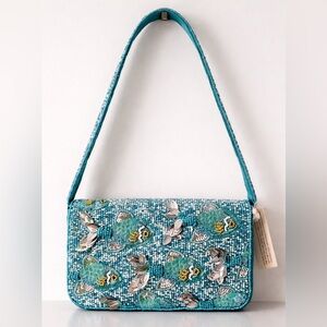 Teal & Blue Beaded Fish Shoulder Bag